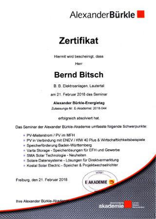 Zertifikat Alexander Bürkle