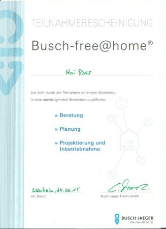 Teilnahmebescheinigung Kai Ross Busch-free@home